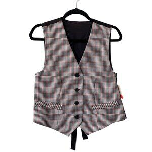Vintage 90s IC Isaacs Houndstooth Vest Size Small V Neck Western Deadstock NEW